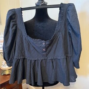 NWOT Free People Black Top Blouse